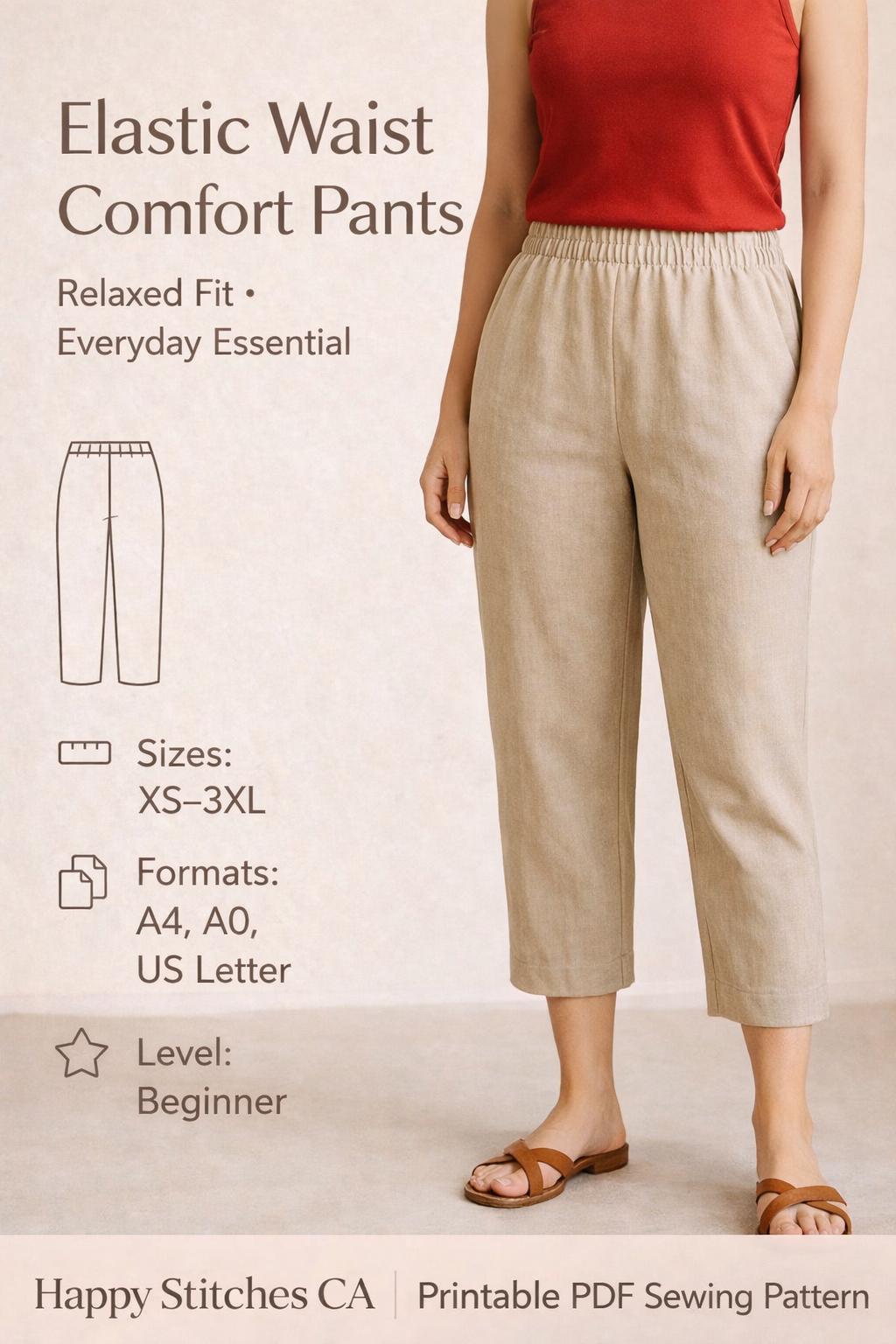 Capri Pants PDF Sewing Pattern, Capris Patterns for Women, Pants Sewing ...