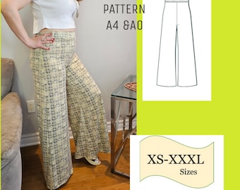 PDF Palazzo Pants Pattern Knit Fabric/ Wide Leg Pants Women, Sewing Pattern Pants Summer, Plus Size Pattern, Pants Pattern, Trouser Pattern