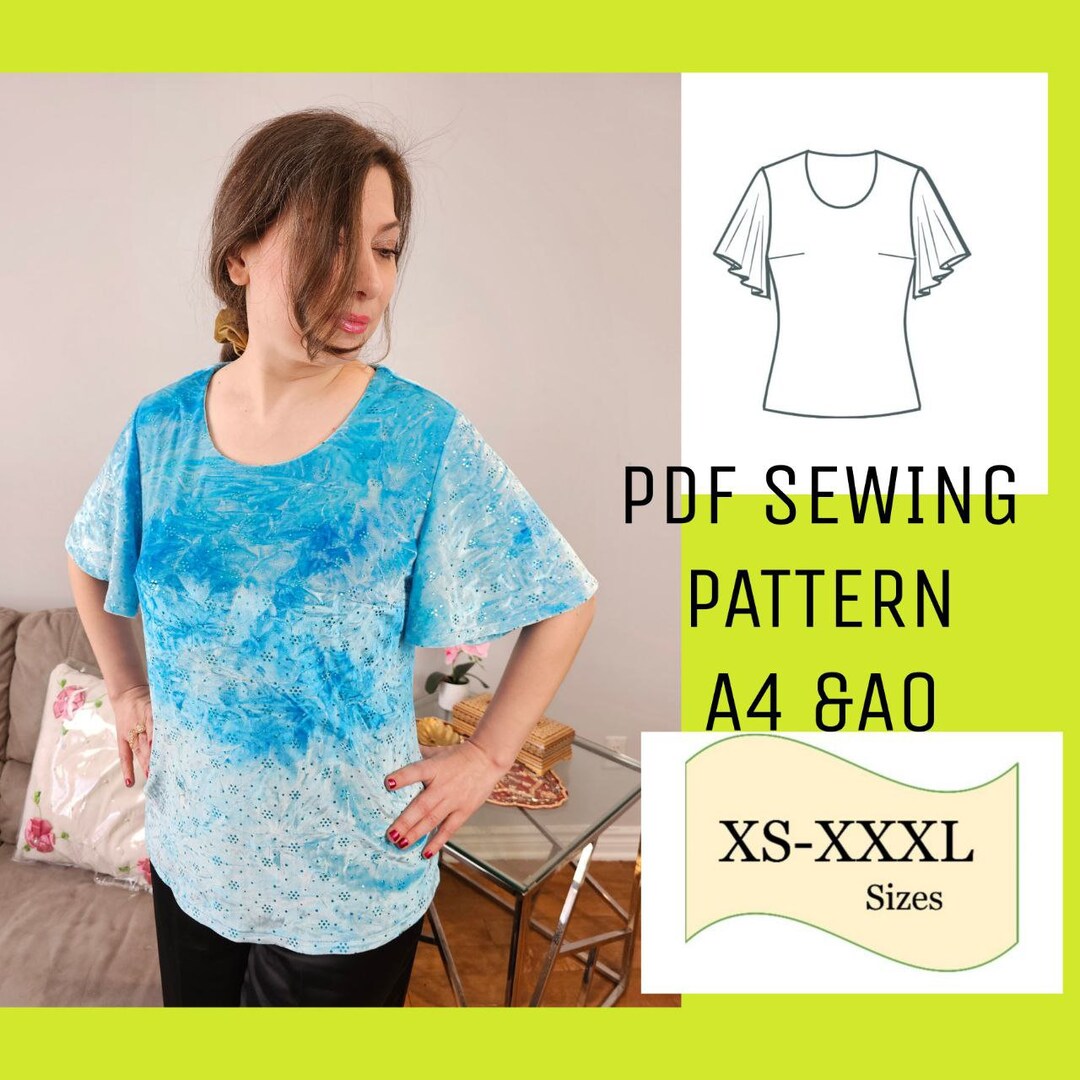 PDF Top Pattern/ PDF Sewing Pattern/ Butterfly Sleeve Top Pattern ...