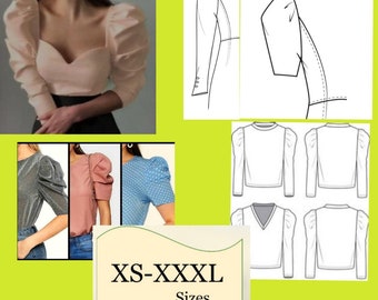 pdf Pattern puff sleeve full length and elbow length/ sewing pattern