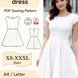 PDF Summer Dress Pattern, Half Circle Dress Pattern, Drop shoulder Dress, Sewing Pattern for Women, PDF Pattern Dress, Tunic Dress pattern