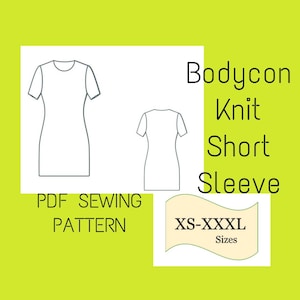 PDF Pattern Bodycon Dress/ PDF Sewing Pattern, T-shirt Sewing pattern, Top PDF Pattern, Long Tee Pattern, Fitted Tee Pattern, Dress Pattern