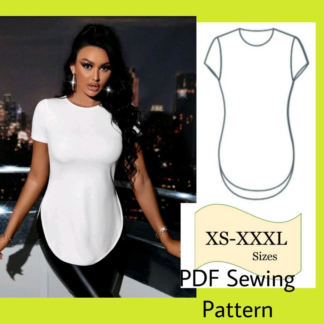 Curved Hem PDF Sewing Pattern Top Sewing Pattern Top Knit Etsy