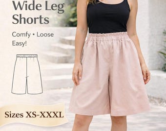 Bermuda Shorts PDF Pattern/ PDF Summer Shorts Pattern for Women/Digital Bermuda Shorts Pattern, Shorts Pattern Summer, Sewing Pattern Shorts