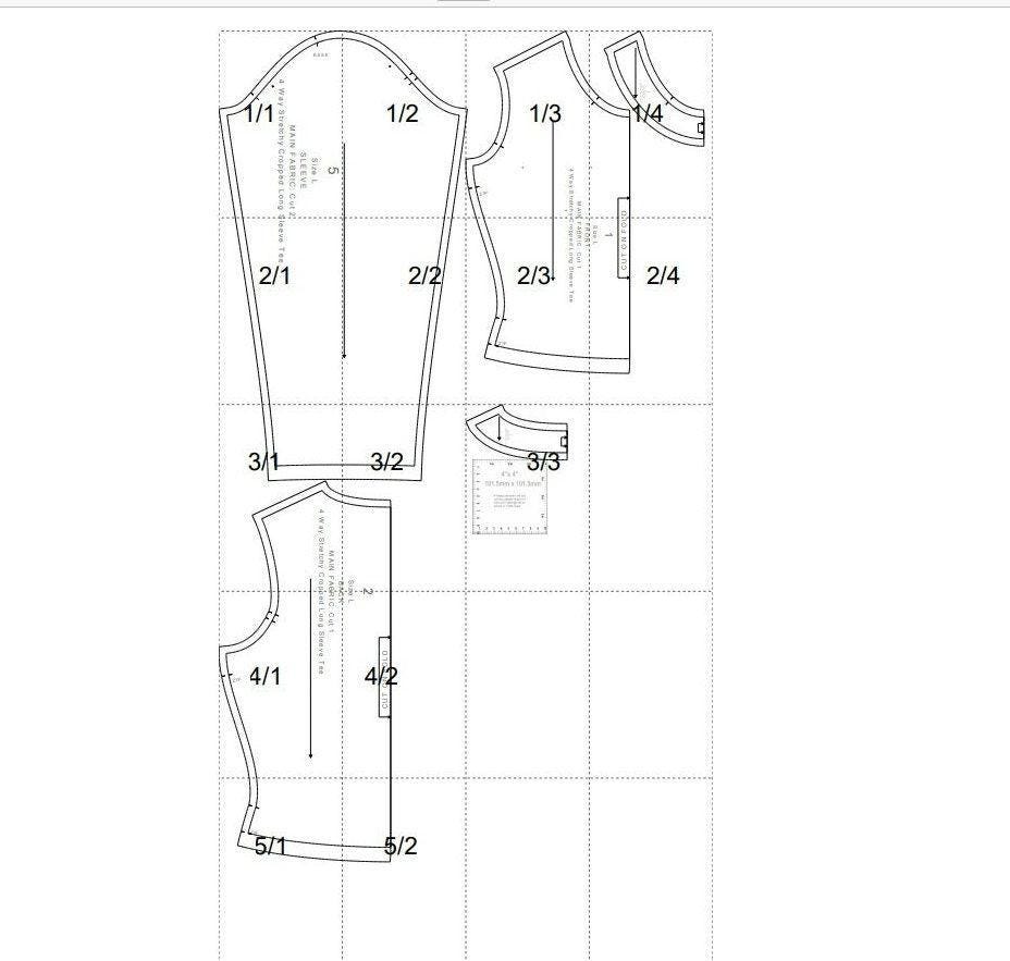 PDF Sewing Pattern Long Sleeve Cropped Top, Cropped Top Digital Sewing ...