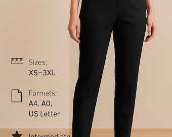 Tapered Pants Side Zipper PDF Sewing Pattern, Sewing Pattern Straight Pants, Digital Sewing Pattern Pants, Tapered Trousers Pattern, Bottom
