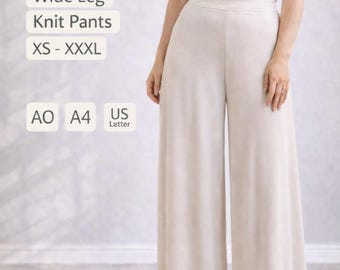 PDF Palazzo Pants Pattern Knit Fabric/ Wide Leg Pants Women, Sewing Pattern Pants Summer, Plus Size Pattern, Pants Pattern, Trouser Pattern