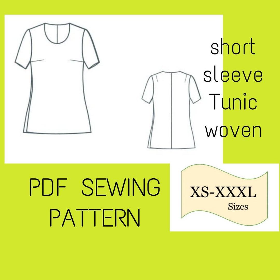 Blouse PDF Sewing Pattern, Sewing Pattern Top, Tunic Short Sleeve PDF ...