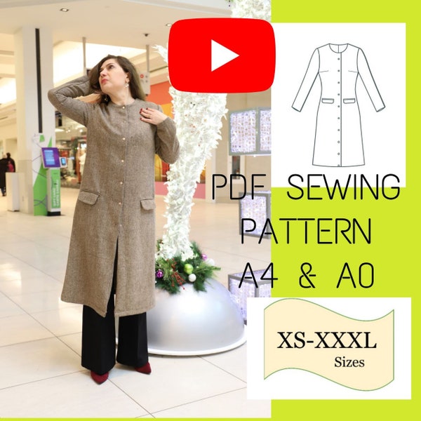 PDF Sewing Pattern Dress, Pocket Dress Pattern, Midi Dress Pattern, A Line Dress  Digital Pattern, Flap Pocket Dress Pattern, Long Sleeve