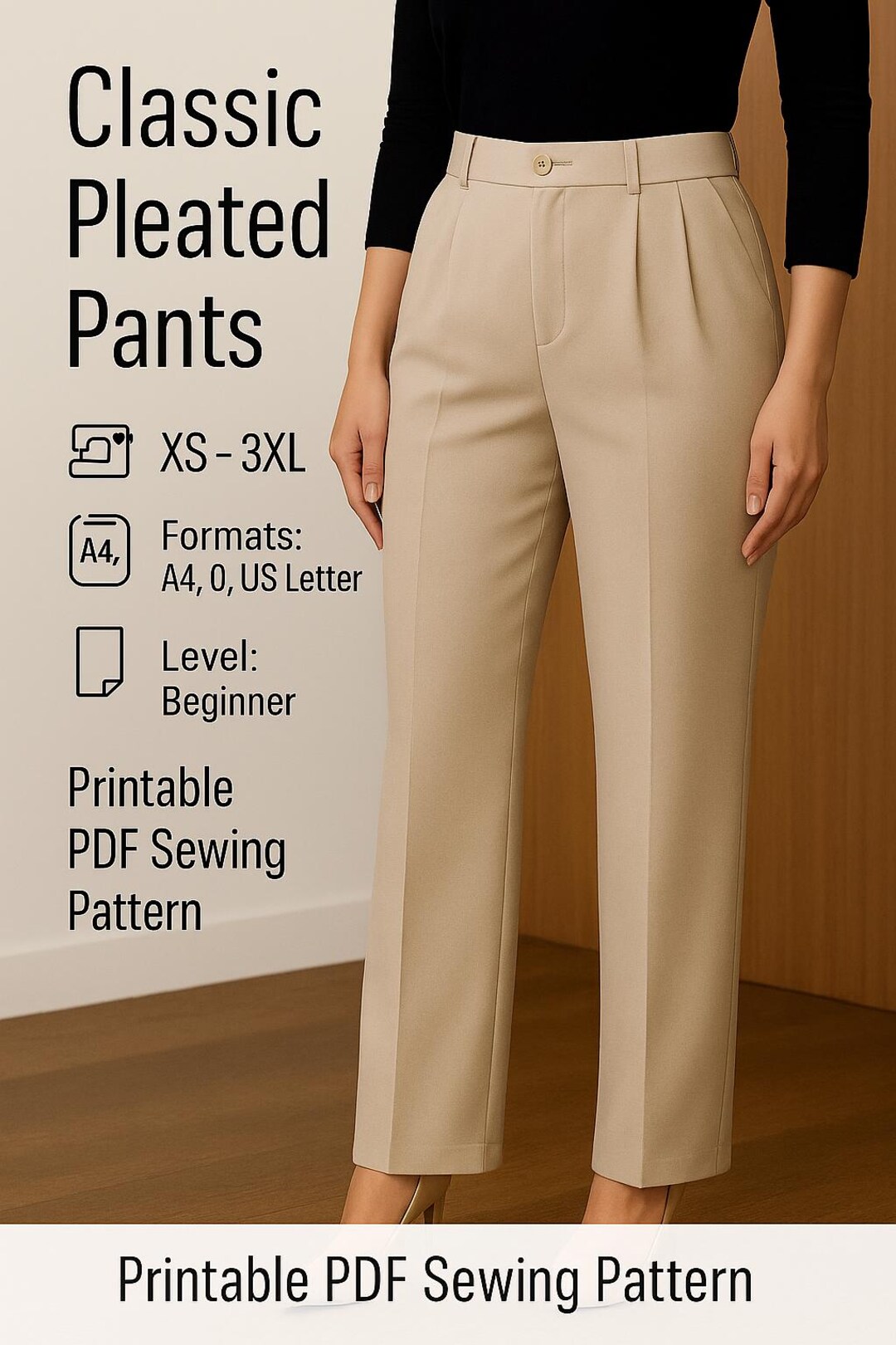 【PDF】straight pants PDF Plicate Straight Pants Sewing Pattern, Pocket Pants PDF