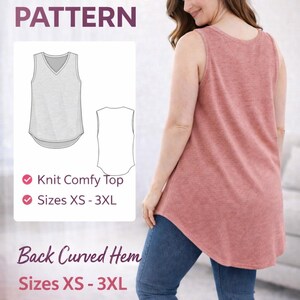 PDF Knit Sleeveless Top Sewing Pattern, Sewing Digital Pattern Tank Top, Stretchy Top Pattern, Tee Sewing Pattern, Tank Top PDF, A0 & A4