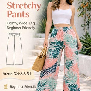 Plus Size Wide Leg Pants Sewing Pattern/ Knit Plus Size Pants/ Sewing Pattern Trouser/ Wide Leg Pants M To 5XL, Plus Size Pattern, Pants PDF