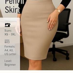 PDF Pencil Skirt Sewing Pattern, Skirt Pattern for Women, Sewing Pattern Pencil Skirt, Digital Sewing Pattern Skirt, Fitted Skirt Pattern