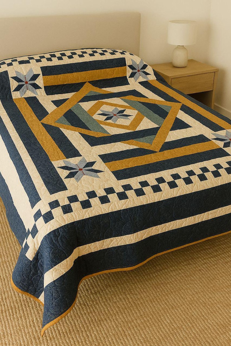 Molde de colcha Cinco Tulipas em PDF, Molde de colcha em PDF, Molde de colcha para cama de solteiro, Molde de colcha em PDF, Tutoriais de quilting, Molde de colcha digital imagem 2