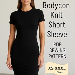 PDF Schnittmuster Bodycon Kleid PDF Schnittmuster, T-Shirt Schnittmuster, Oberteil PDF Schnittmuster, Langes T-Shirt Schnittmuster, tailliertes T-Shirt Schnittmuster, Kleid Schnittmuster