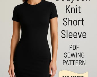 PDF Pattern Bodycon Dress/ PDF Sewing Pattern, T-shirt Sewing pattern, Top PDF Pattern, Long Tee Pattern, Fitted Tee Pattern, Dress Pattern