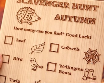 Wooden Autumn Scavenger Hunt Board | Nature Exploration Toddler Toy