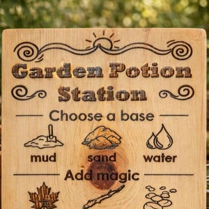 Wooden Garden Potion Station Sign | Mud Kitchen Montessori Toy, Forest School Decor