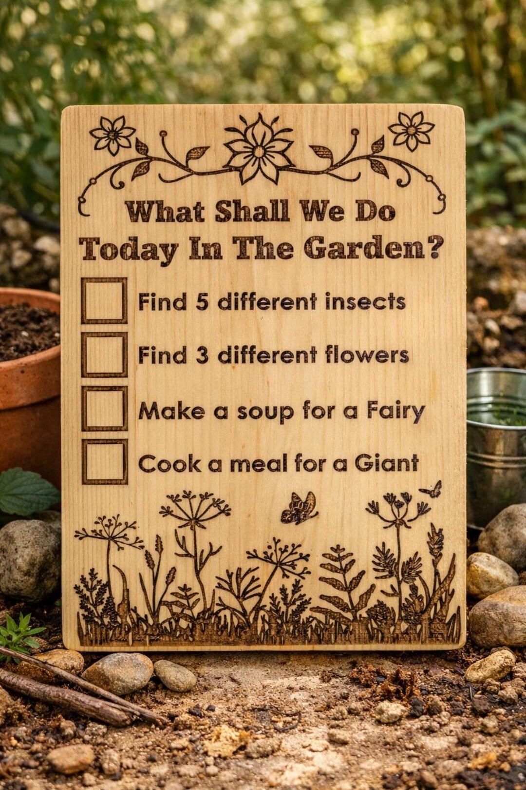 Wooden Garden Activity Sign | Outdoor Learning, Mud Kitchen, Nature ...
