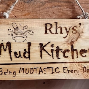 Gepersonaliseerde houten Mud Kitchen-plaquettes