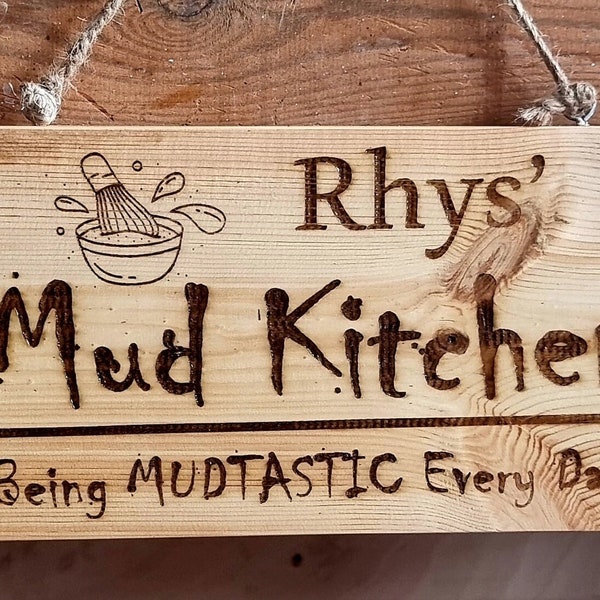 Personalised wooden Mud Kitchen Plaques