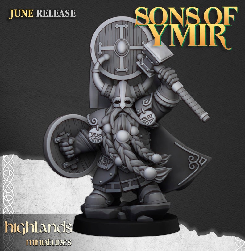 Dwarf Prince | Sons of Ymir | Dwarves | Proxy | Tabletop | Wargaming | Highland Miniatures image 1