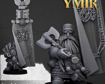 Dwarf Lord with Banner | Sons of Ymir | Dwarves | Proxy | Tabletop | Wargaming | Highland Miniatures