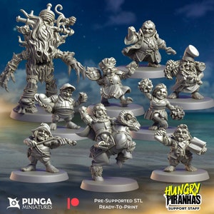 Staff di supporto degli Hungry Piranhas / Sangue / Fantasy Football / Bowl / Squadra Halfling / Miniature Punga
