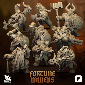 Dwarf Fortune Miners Warband | Fantasy | DnD Miniatures | Mordheim | Punga Miniatures