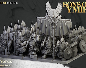 Dwarf Veterans | Sons of Ymir | Dwarves | Proxy | Tabletop | Wargaming | Highland Miniatures