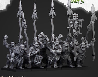 Cave Orc Warriors with Spears | Highland Miniatures, Fantasy Moredhun's Orcs