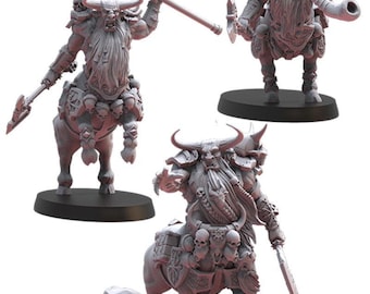 28 mm Bul-Thaurs Command / Enanos del Caos / Proxy / Mesa / Wargaming / Miniaturas de Lost Kingdom