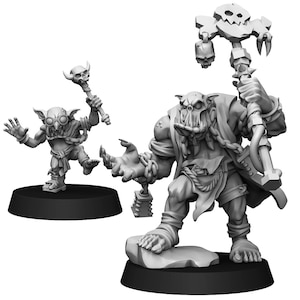 Orc Shaman and Goblin Sidekick | Orks | Proxy | Tabletop | Wargaming | Malicious Minis