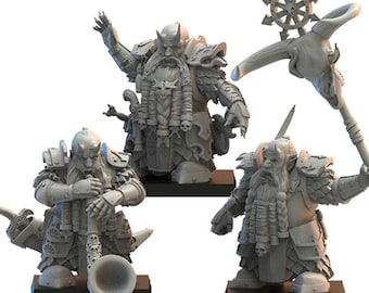 28mm Elite Guard Command | Chaos Dwarves | Proxy | Tabletop | Wargaming | Lost Kingdom Miniatures