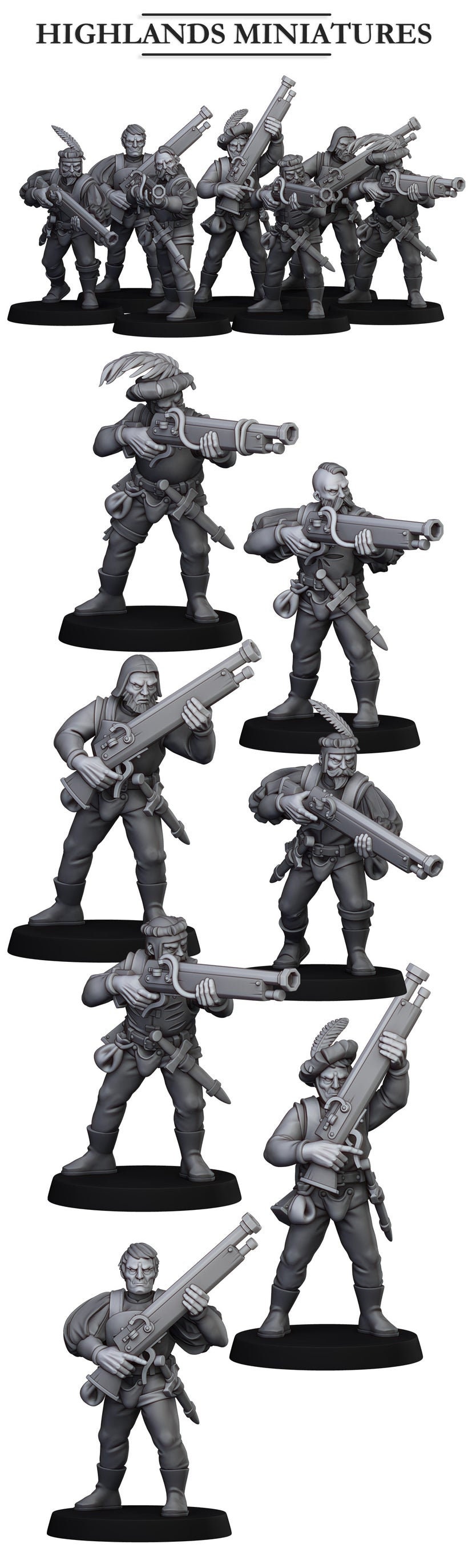 Imperial Handgunners Highland Miniatures, Fantasy Sunland Etsy