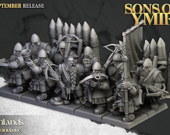 Dwarf Crossbowmen | Sons of Ymir | Dwarves | Proxy | Tabletop | Wargaming | Highland Miniatures
