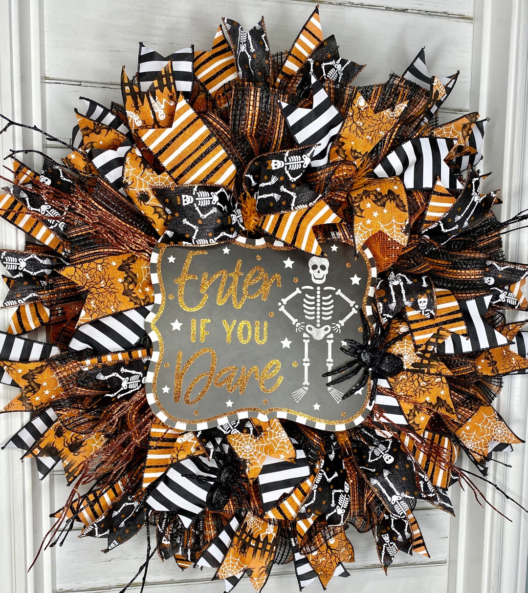 Halloween Wreath Skeleton Halloween Wreath Spider Halloween Etsy