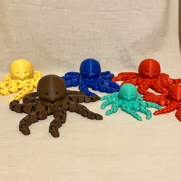 Articulated Octopus Fidget 3D Printed Funny Flexi Octopus