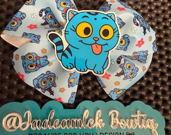 Kpop Huntrix , Kpop Demon Hunters bow, Jinu Manga Bow, Regalo para amantes del pop coreano, Demon Hunter Merch bows, Kpop Lazo gato