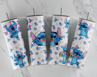 Stitch Ohana Love /12 oz o 20 oz Vaso de sublimación, Bebida de vaso de café, Vaso flaco, bebida fría, bebida caliente