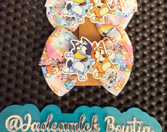 Bluey & Bingo Bows , Dogs / pigtails / bows for girl, lazos para Niñas , arcos , moños, piggies , mascota , azul