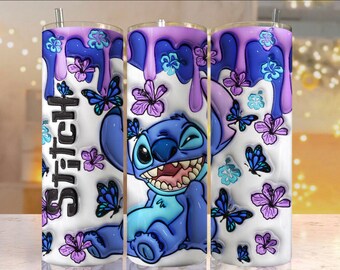 Stitch Ohana Love /12 oz o 20 oz Vaso de sublimación, Bebida de vaso de café, Vaso flaco, bebida fría, bebida caliente