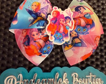 Kpop Huntrix   , Kpop Demon Hunters bow, Jinu Manga Bow, Regalo para amantes del pop coreano, Demon Hunter Merch bows, Kpop Lazo gato