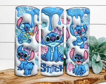 Stitch Ohana Love /12 oz o 20 oz Vaso de sublimación, Bebida de vaso de café, Vaso flaco, bebida fría, bebida caliente