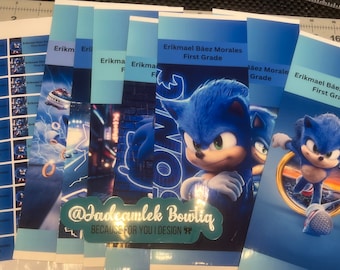 Sonic Custom lables / Pegatina escolares /daycare labels/ school supply stikers/ label name school/materiales escuela