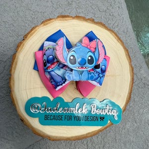 Stitch 4.5 ”  /Stitch bow movie /Pinzas para el cabello de Stitch/pinza para el cabello/Inspiradas en Stitch/ extraterrestre lazo