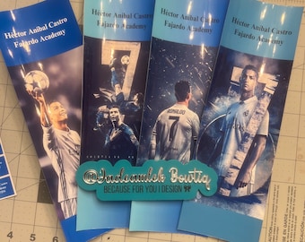 Piłka nożna Ronaldo Etykiety niestandardowe / Naklejki na szkoły / Etykiety do żłobka / Naklejki na przybory szkolne / Etykieta z nazwą szkoły / Materiały szkolne