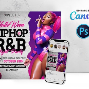 Hip-Hop und R & B Day Party Party Flyer, Bearbeiten auf Cava und Photoshop