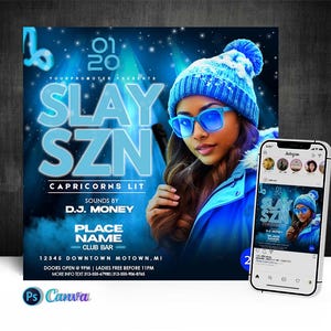 Slay Szn パーティー、フライヤー、Cava と Photoshop での編集
