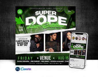 Super Dope Leo Edition Party Flyer, Edit On Cava And Photoshop
